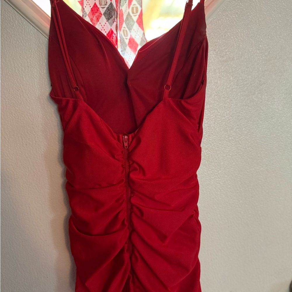 Elegant Red Ruched Dressprom Dress